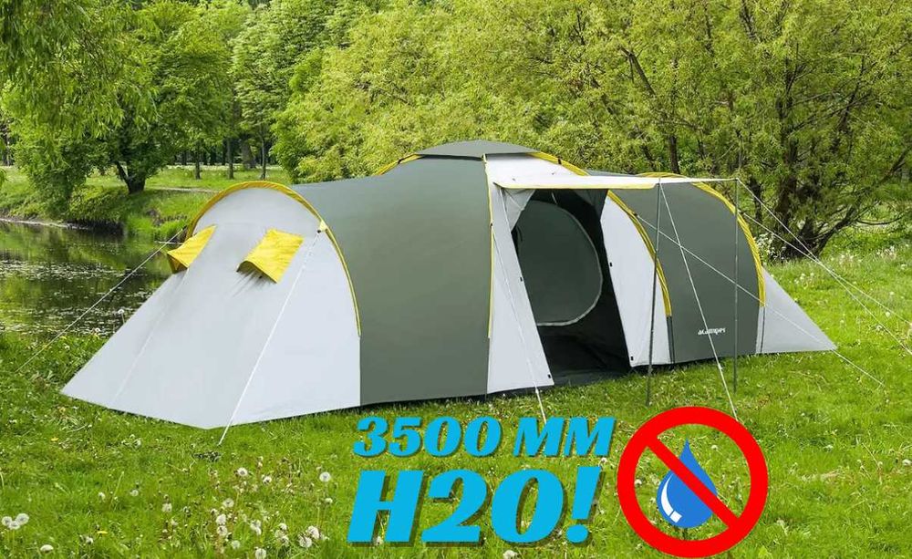 Namiot Turystyczny 8 osobowy Ogromne sypialnie Wodoodporny TROPIK Podłoga 9000mm