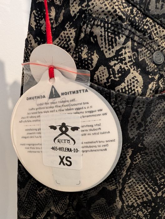 Nowe Spodnie KETU JEANS, Wężowy Wzór Metallic,  Rozmiar XS