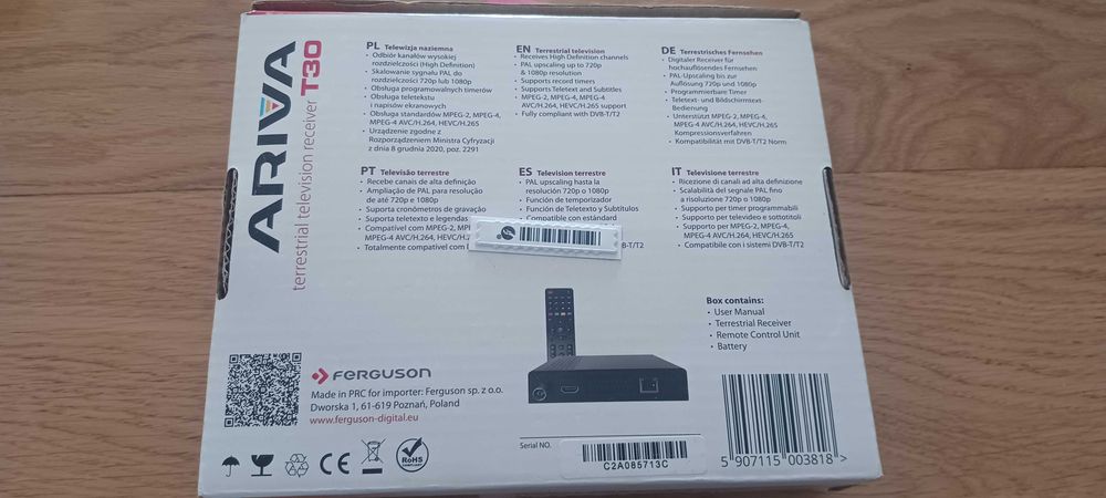 ARIVA T30 dekoder DVBT2