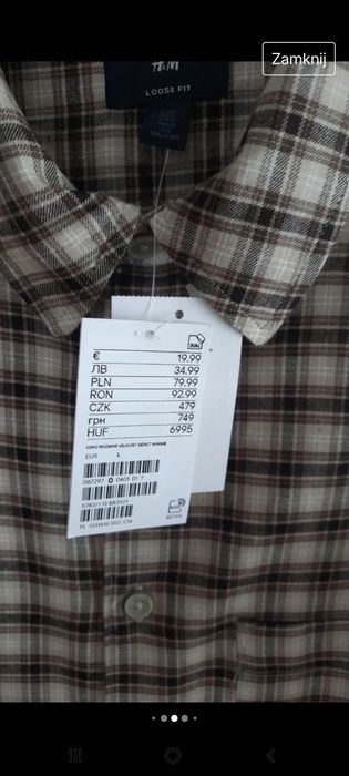 Koszula męska w kratkę L/Xl H&M