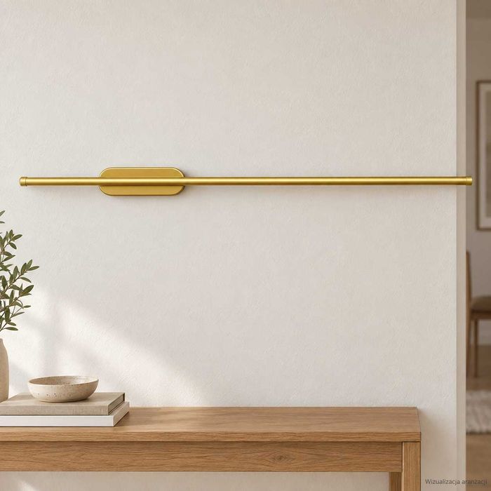Złoty kinkiet LED 60/80 cm – smukła listwa, 3 barwy światła