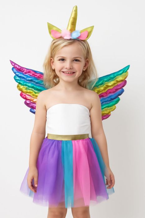 Tęczowy Strój Jednorożca dla Dziewczynki Kostium Przebranie