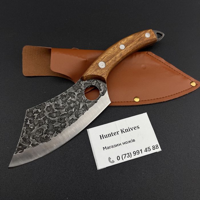 Ніж кухонний сокира з отвором під палець Нож топор кухонный К18