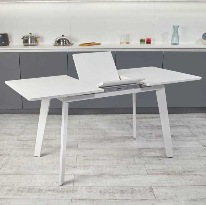 Стіл розкладний кухонний обідній Лофт 120 (160) х 75 см білий, НАЛОЖКА
