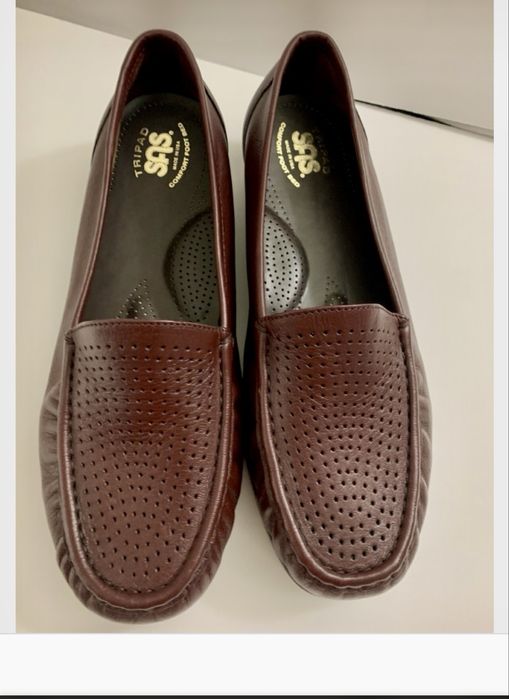 Skórzane półbuty mokasyny amerykańskiej firmy SAS 10 w szeroka stopa