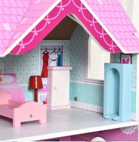 Homcom Casa de Bonecas de Vários Níveis de Madeira para Crianças