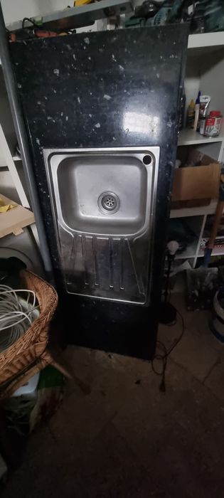 Bancada cozinha imitacao pedra com lavaloicas
