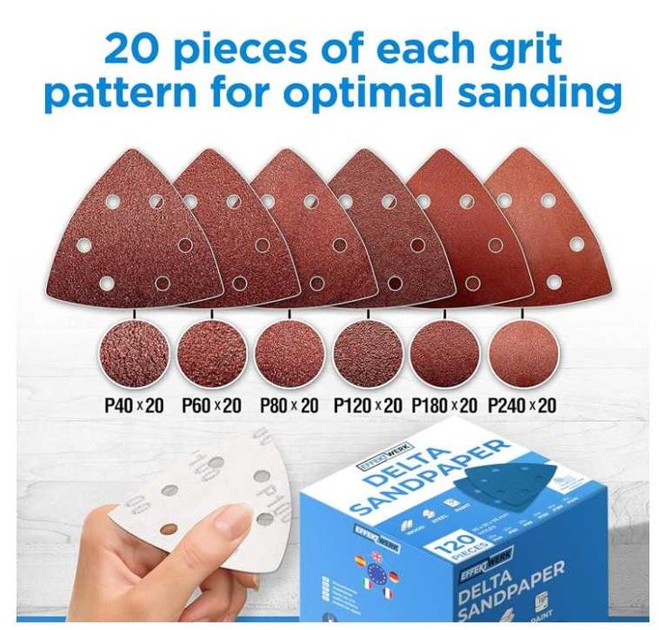 Papier ścierny trójkątny 120 sztuk P40-P240 EFFEKTWERK