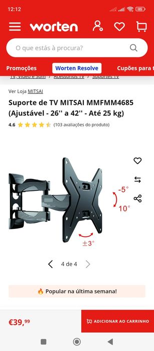 Vendo suporte para TV Mitsai novo(na caixa)