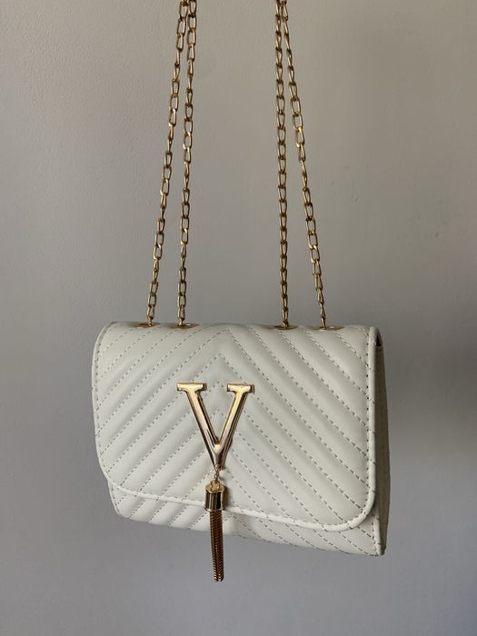 Сумка женская белая бежевая через плечо плетенная