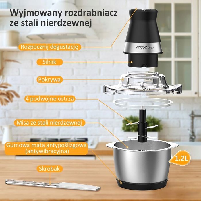Rozdrabniacz Elektryczny Do Mięsa Warzyw Kuchenny Mocny