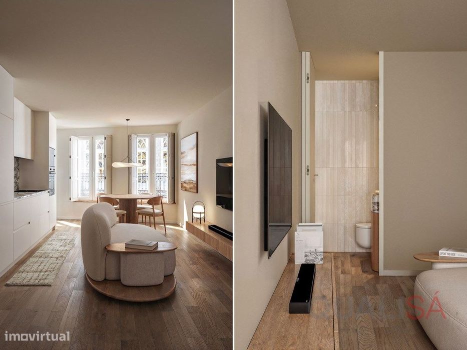 Apartamento T1 com varanda em prédio novo no centro histórico de Br...