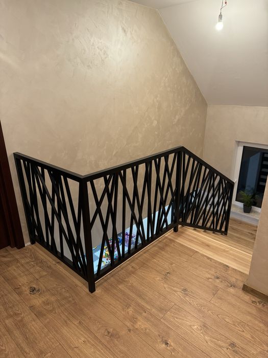 Barierka schodowa szklana metalowa nowoczesna loft