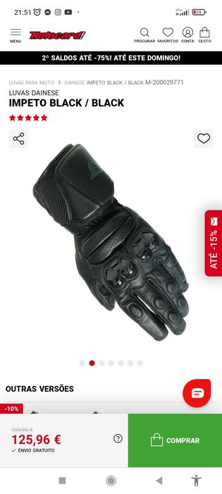 Luvas Dainese Impeto Black 8 (S)