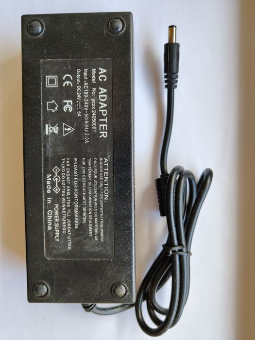 Zasilacz 24V 5A DC plus w środku