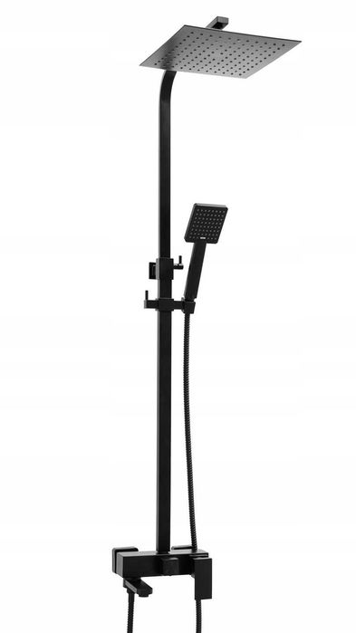 Kolumna prysznicowa z bateria zestaw deszczownica do wanny czarna mat