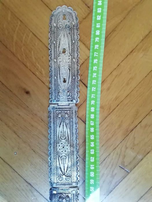 Pas srebrny filigranowy długość ok. 82 cm., wg. 225 g. Rosja , pr. 84
