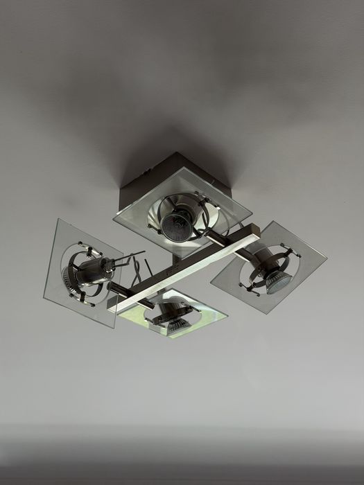 Candeeiro vintage | mid century | industrial  de teto em metal e vidro