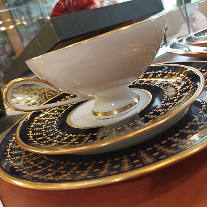 Hutschenreuther Hohenberg trio kobaltowa porcelana