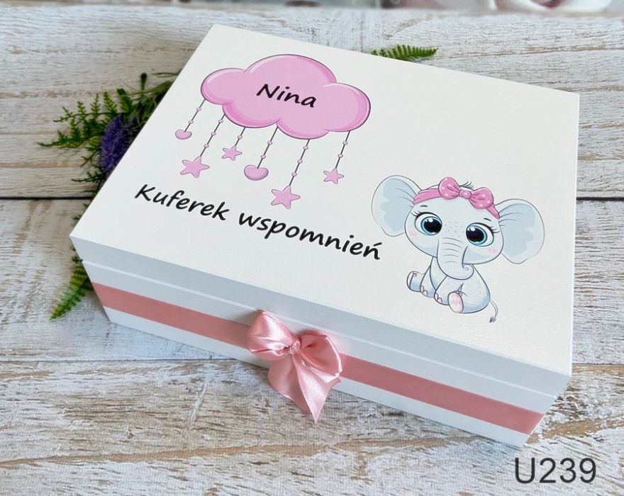 kuferek pudełko wspomnień U239 na roczek urodziny chrzest dziecka