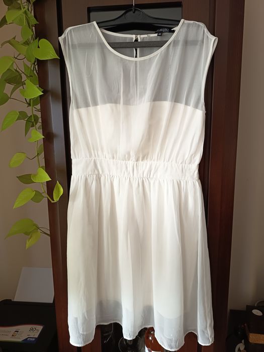 Sukienka elegancka wizytowa 40 42 L biała studniówka wesele