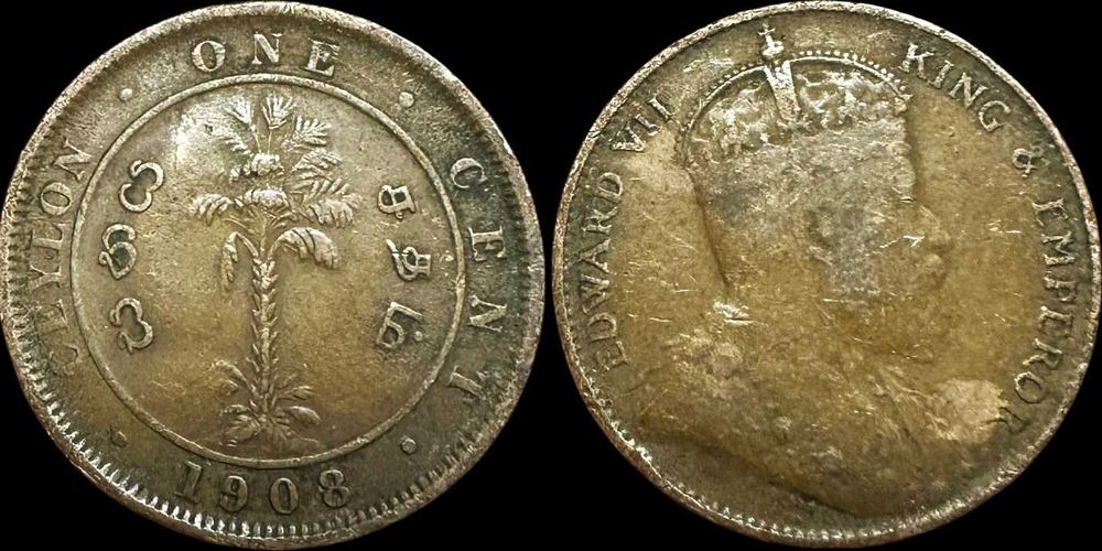 1 Cent - 1908 - Ceylon - Edward VII