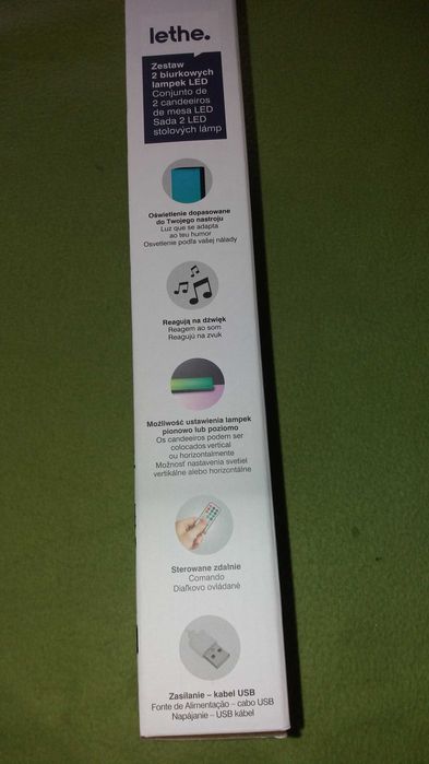 Lampki biurkowe led rgb z pilotem lethe reagujące na dźwięk