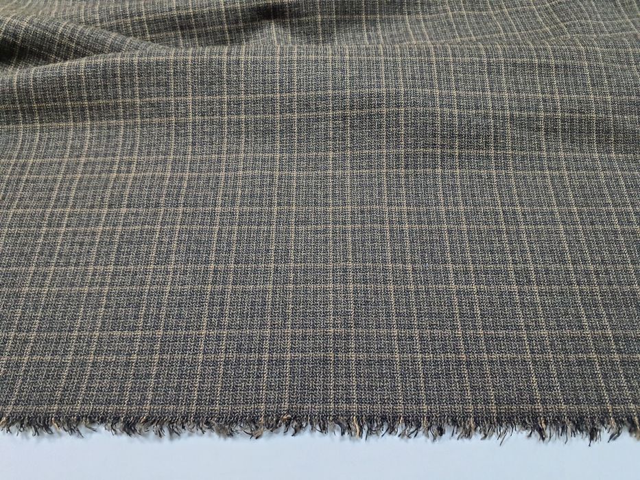 Tkanina brąz/beż kratka szer.160 cm.