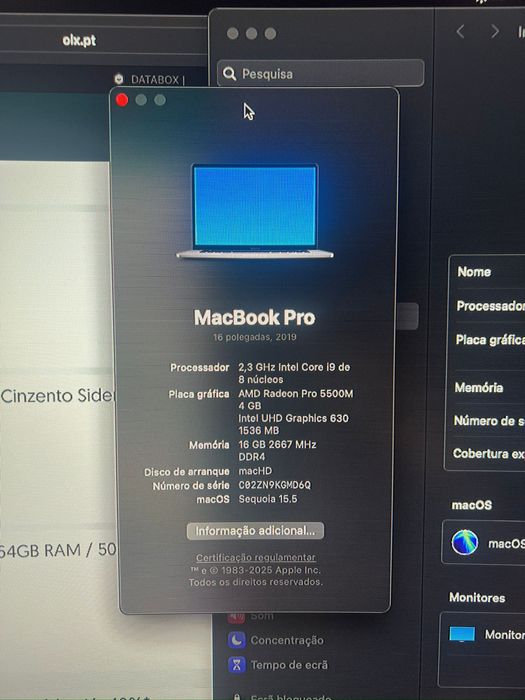 MacBook Pro 2019 16" i9 16gb ram 1tb ssd