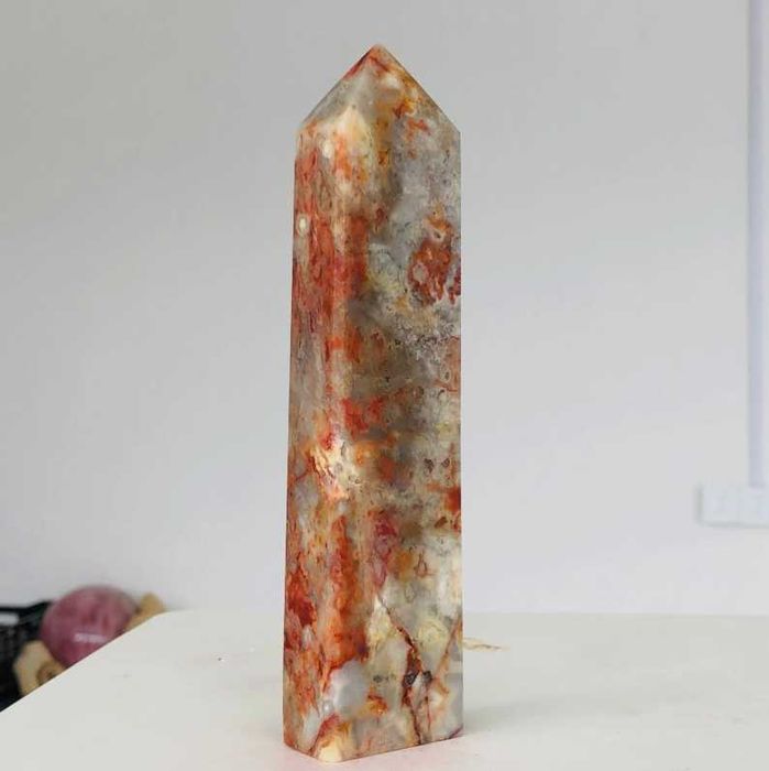 Obelisco cristal grande de ágata e quartz de Moçambique