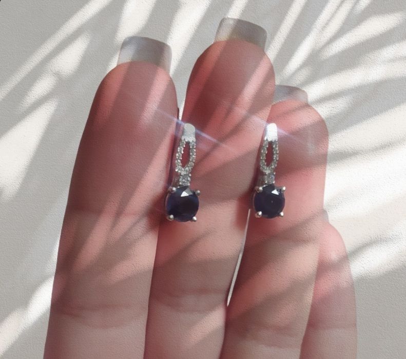 Серьги ,серьги с сапфиром,серьги серебро 925 проба