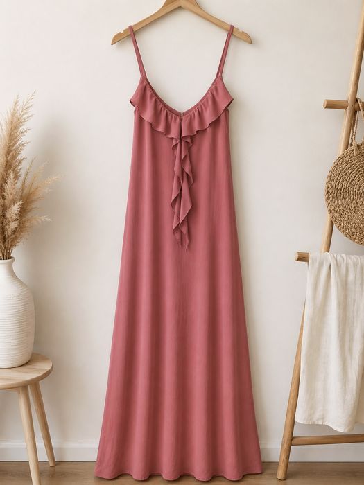 Vestido comprido rosa velho
