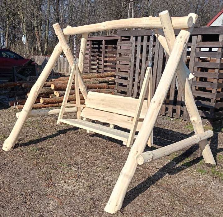 Ciężka, solidna huśtawka ogrodowa z bali, promocja !!!