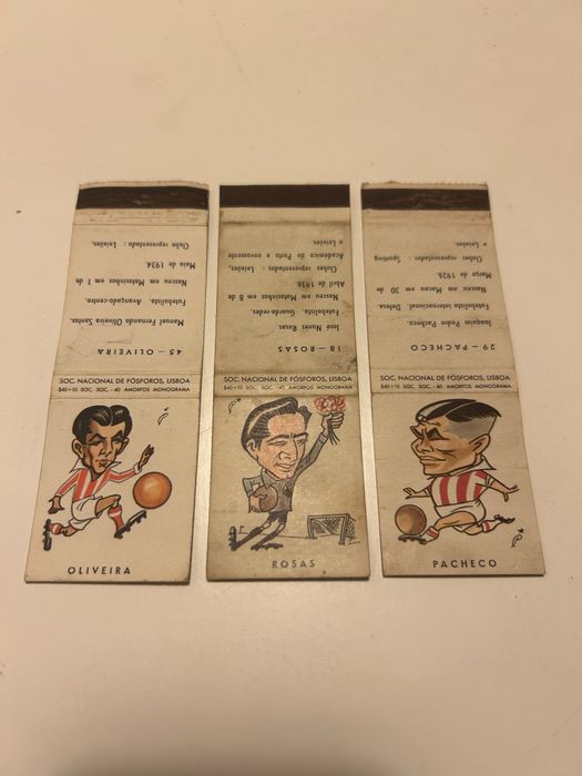 Leixões 1961 cromos da bola carteiras de fósforos caricaturas