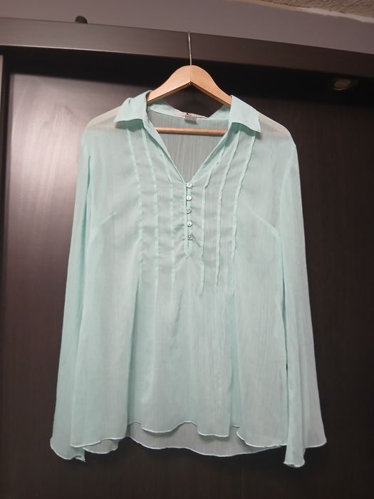 Miętowa szyfonowa bluzka Collection Chalice Modern – r. 36/38, półprze