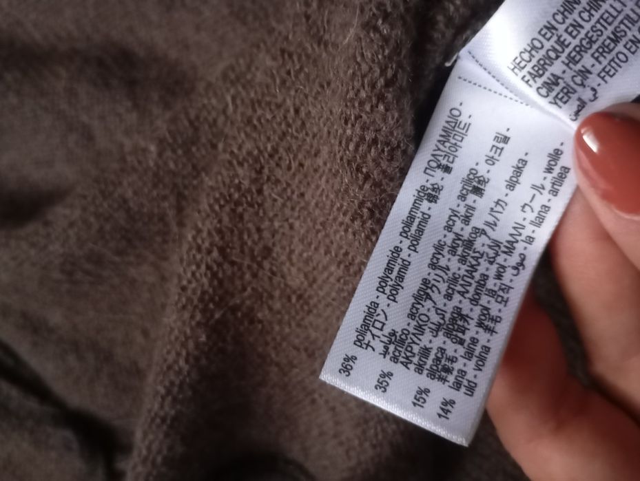 ZARA M-L niespotykany brązowy kardigan z wełną i alpaka