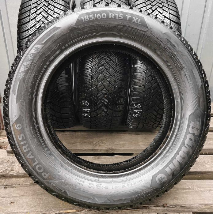 316) Opony - 185/60/15 - Barum - 8mm - 4x2025 - Zimowe - XL