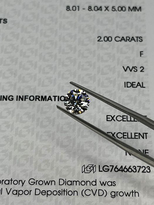 Бриллиант 2.00 карат F/VVS2 (lab grown CVD)