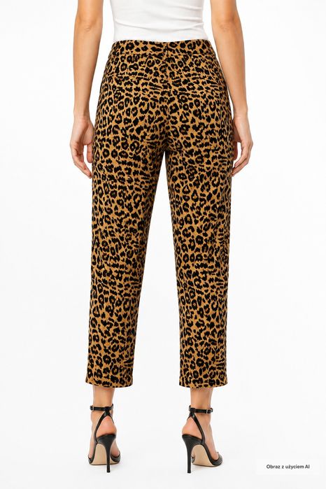Spodnie w cętki brązowo-czarne smart casual M