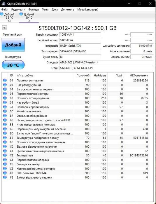 Жорсткий диск 500 GB USB 3.0