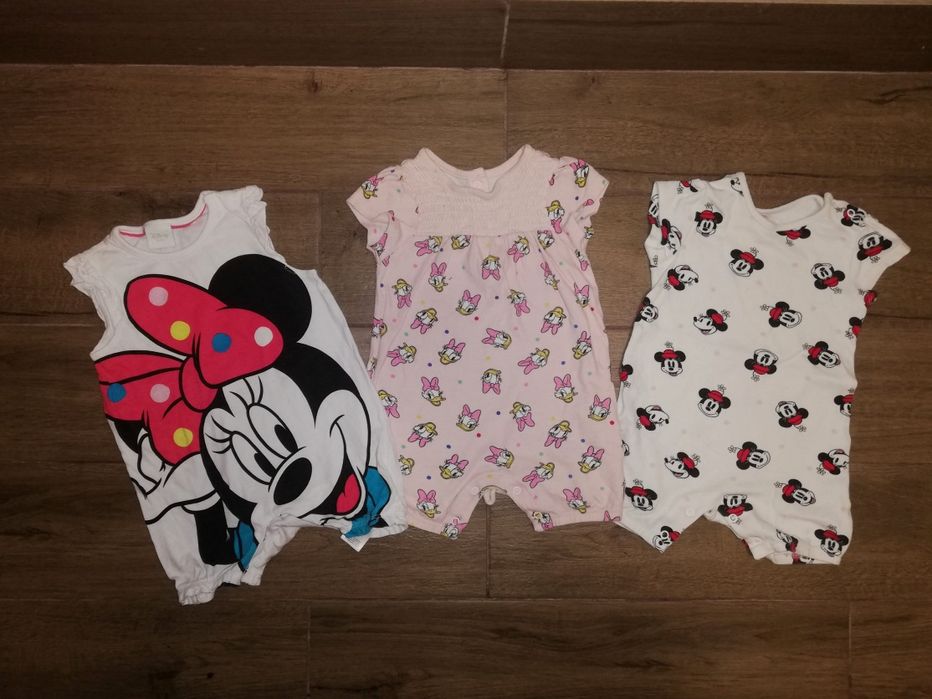 3 sztuki rampers myszka minnie daisy disney baby 74 - 80 paka