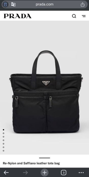 Сумка Prada 2VG860 Re-Nylon and Saffiano bag чоловіча чорна мужская