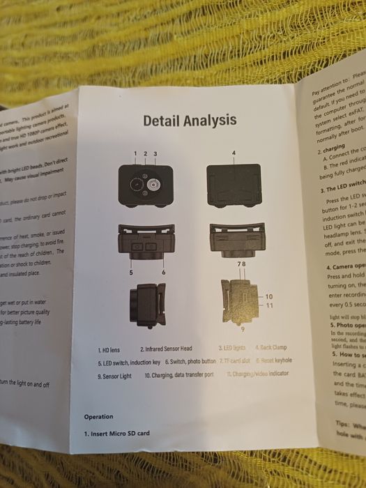Camera de Ação Noturna com Fita a cabeça