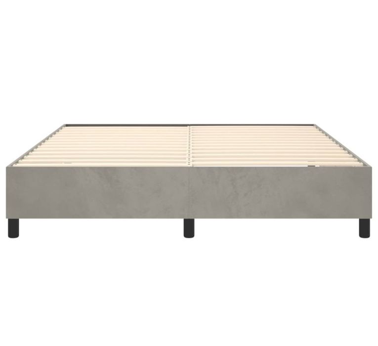 Cama em veludo cinza-claro 160x200