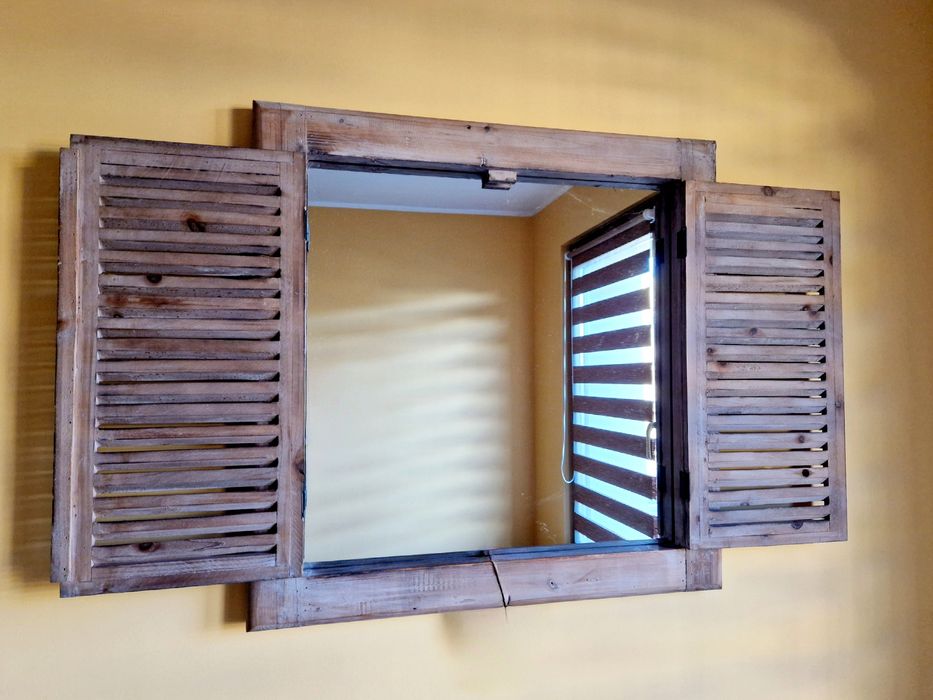 Lustro okiennica duże duża drewno rustykalna produkt niemiecki