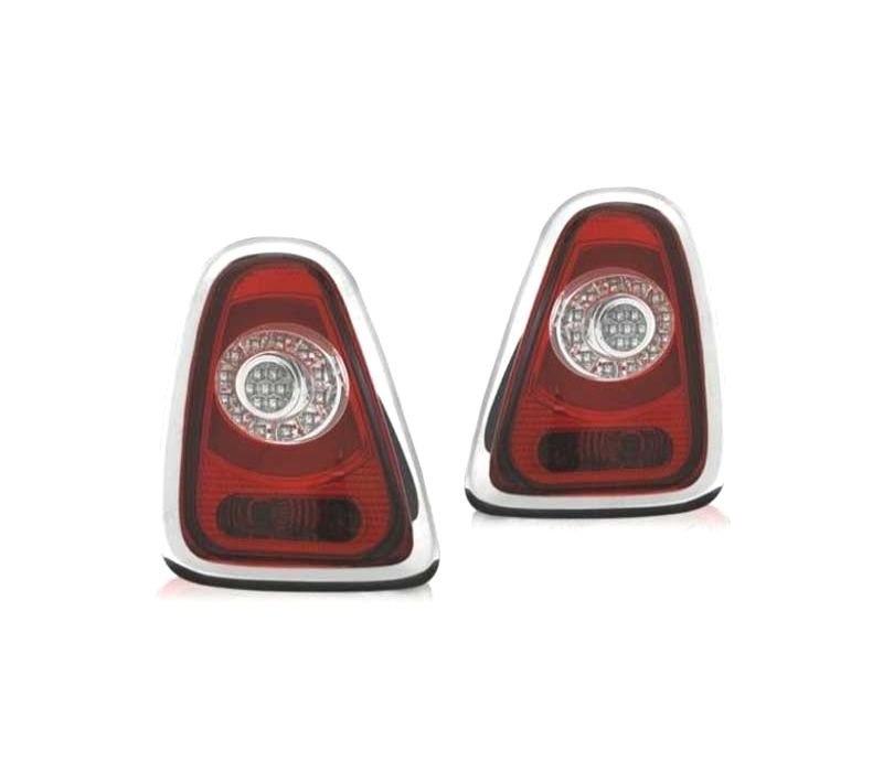 FAROLINS TRASEIROS MINI COOPER R56 R57 10-14 LIGHT BAR VERMELHO CROMADO
