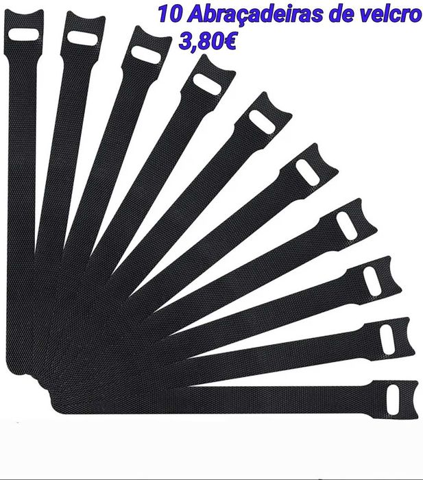 10 abraçadeiras organizador de cabo fecho Velcro. USB fones etc..