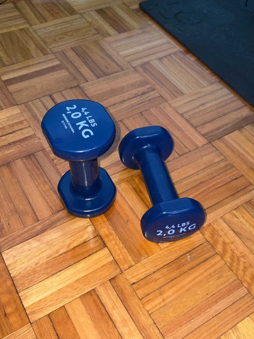 Conjunto de Halteres com Suporte – Excelente Estado