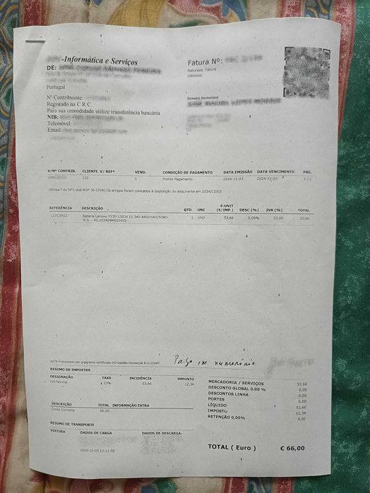 Bateria nova para portátil Lenovo  com fatura e garantia.