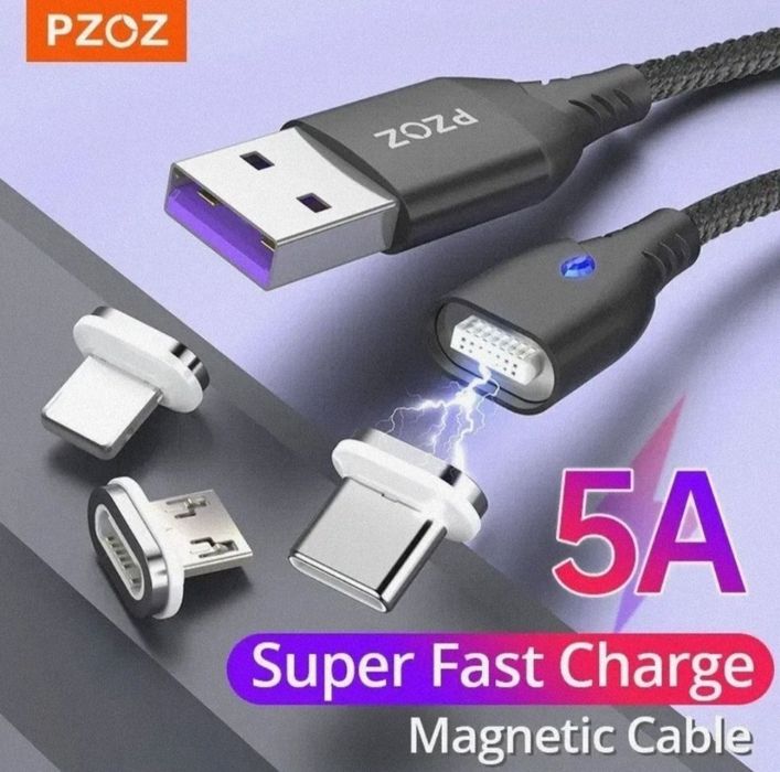 Turbo Charge  и Super Fast Charge магнитный кабель Pzoz